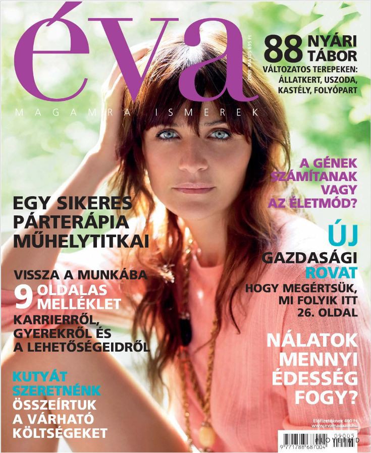 Helena Christensen featured on the Éva Hungary cover from May 2009