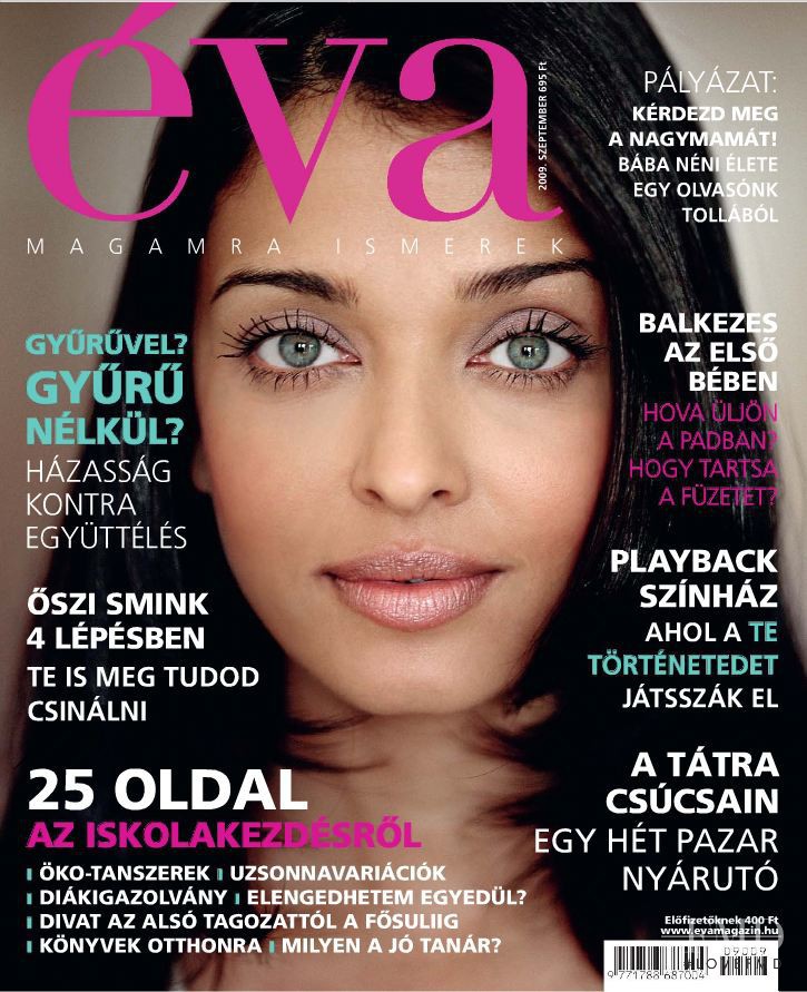 Aishwarya Rai featured on the Éva Hungary cover from September 2009