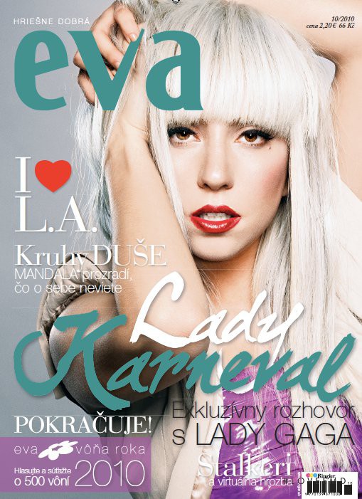 Lady Gaga featured on the Éva Slovakia cover from October 2010