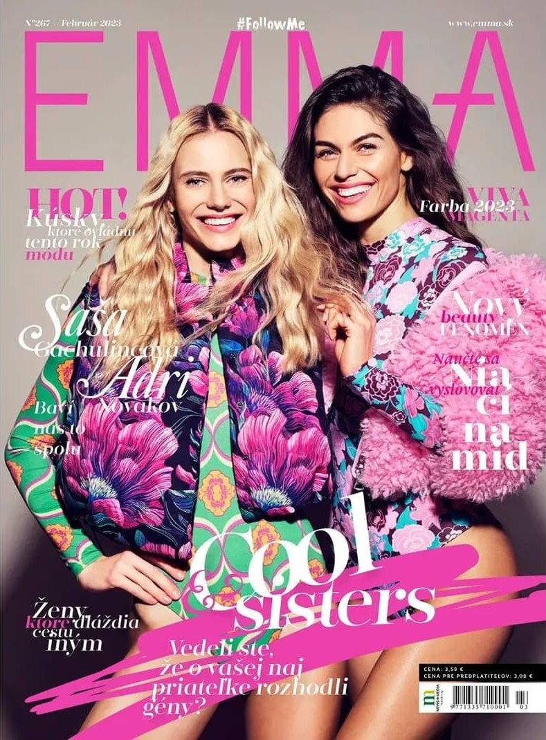 Sasha Gachulincova, Adriana Novakov featured on the EMMA Slovakia cover from February 2023