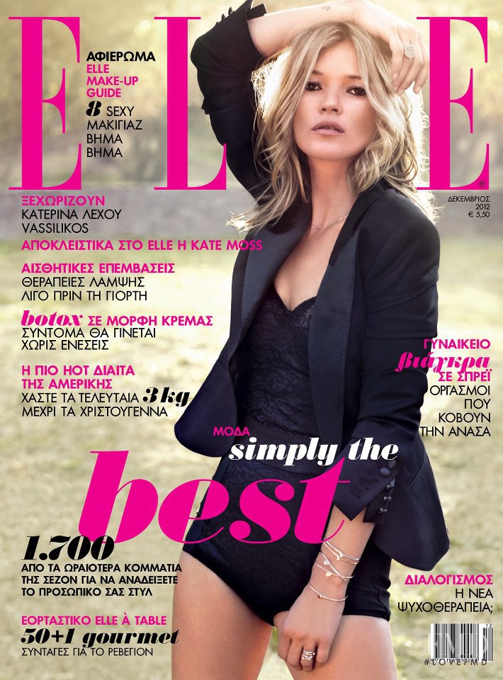 Kate Moss featured on the Elle Greece cover from December 2012