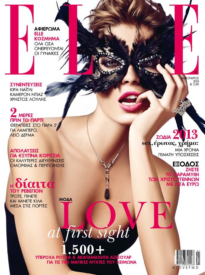 Cristina Tosio featured on the Elle Greece cover from January 2013