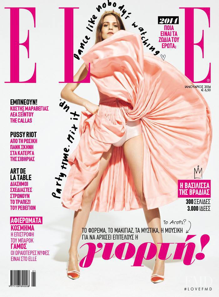 Rijntje van Wijk featured on the Elle Greece cover from January 2014