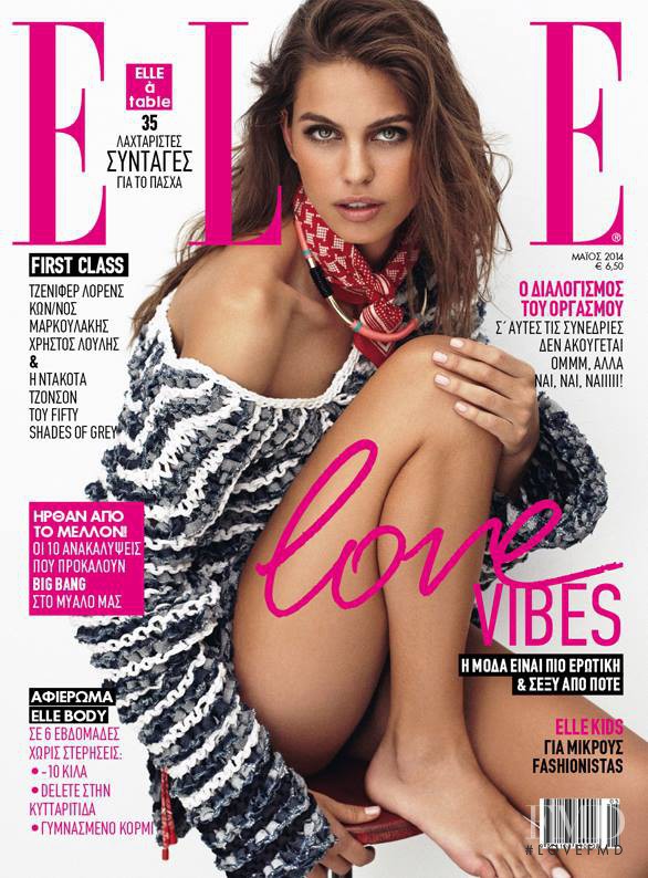 Lauren Auerbach featured on the Elle Greece cover from May 2014