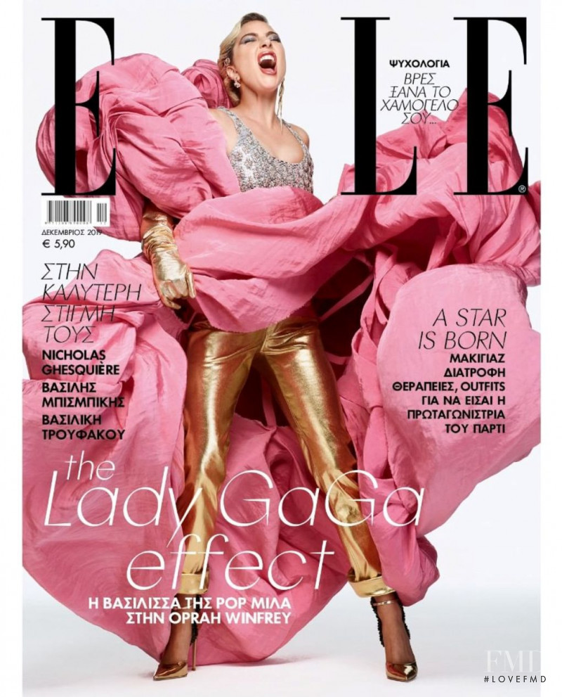 Lady Gaga featured on the Elle Greece cover from December 2019