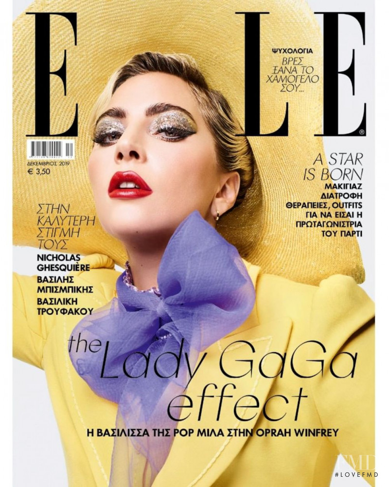 Lady Gaga featured on the Elle Greece cover from December 2019