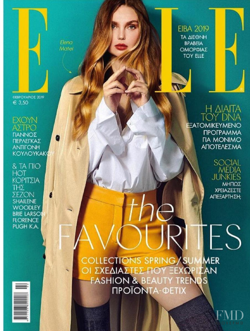 Elena Matei featured on the Elle Greece cover from February 2019