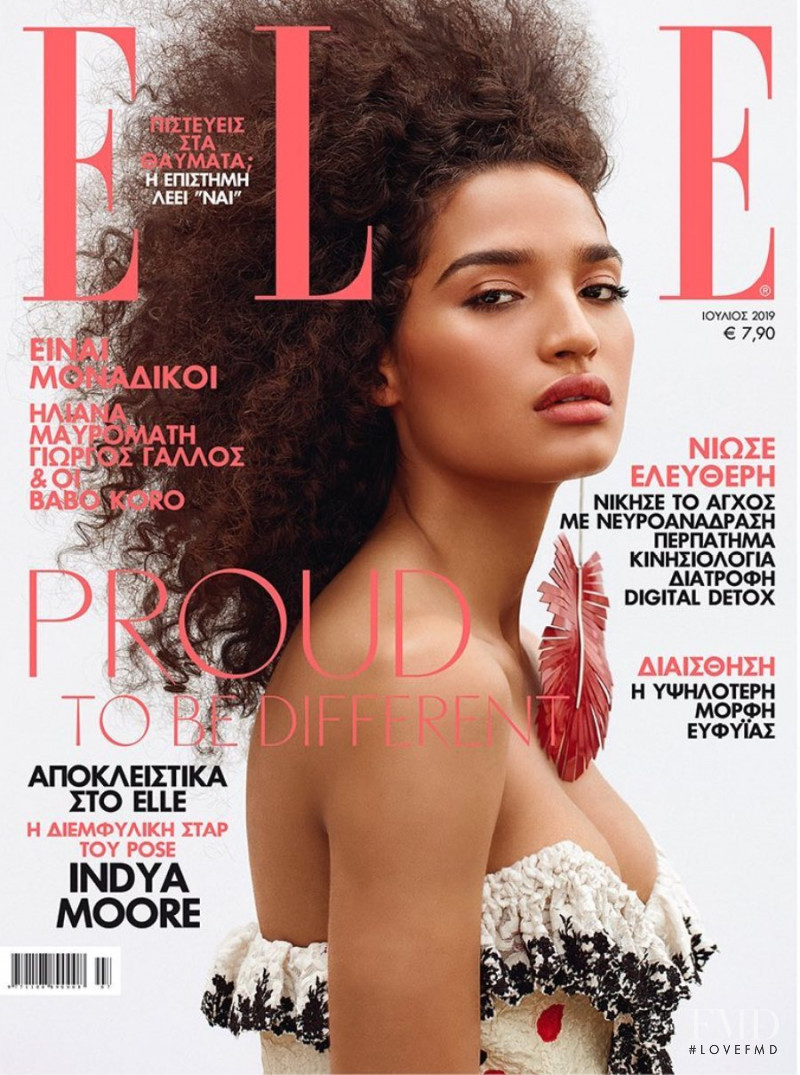 Indya Moore featured on the Elle Greece cover from July 2019