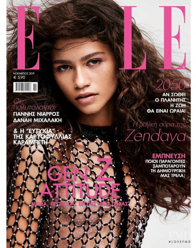 Zendaya featured on the Elle Greece cover from November 2019
