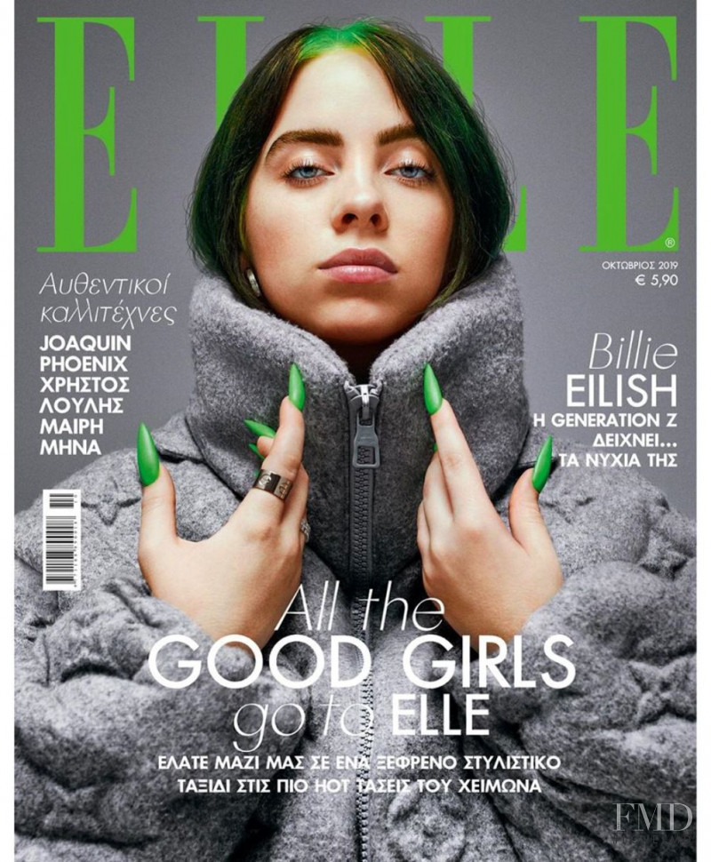 Billie Eilish featured on the Elle Greece cover from October 2019