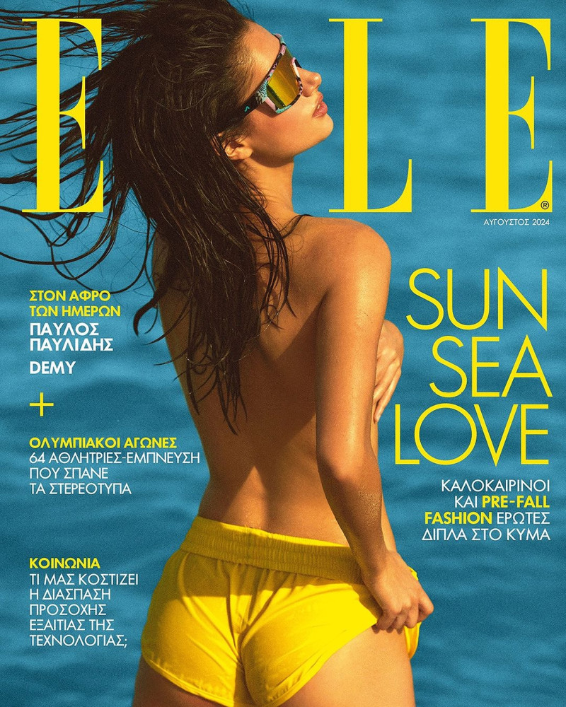 Maia Cotton featured on the Elle Greece cover from August 2024