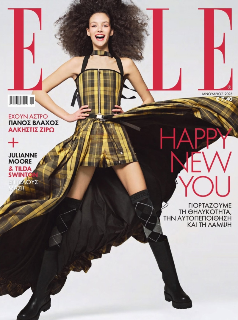 Zara Carek featured on the Elle Greece cover from January 2025