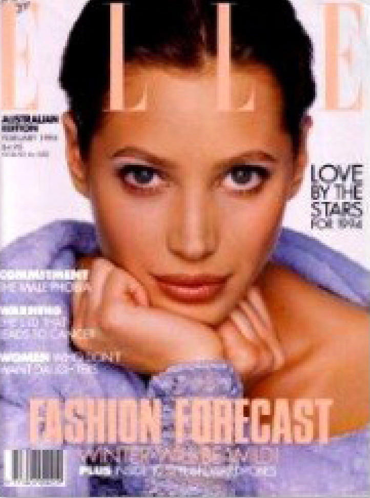 Christy Turlington featured on the Elle Australia cover from February 1994