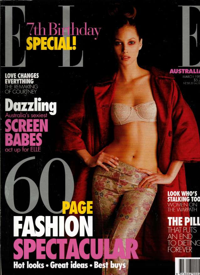 Christy Turlington featured on the Elle Australia cover from March 1997