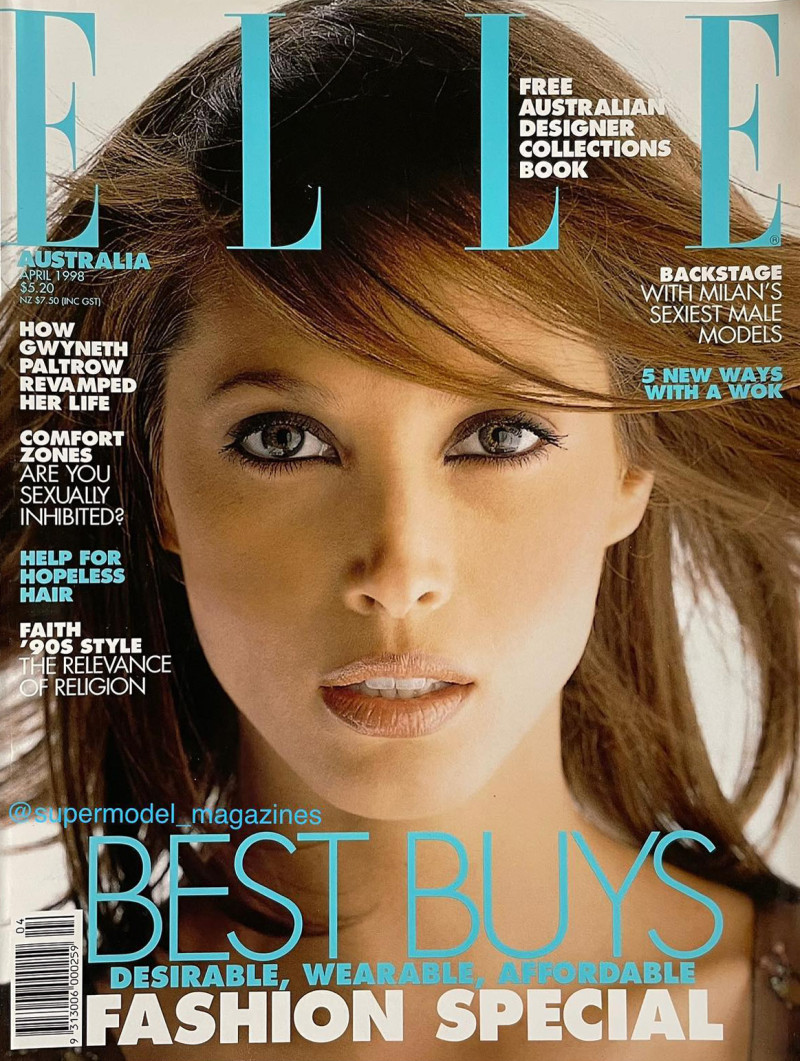 Christy Turlington featured on the Elle Australia cover from April 1998