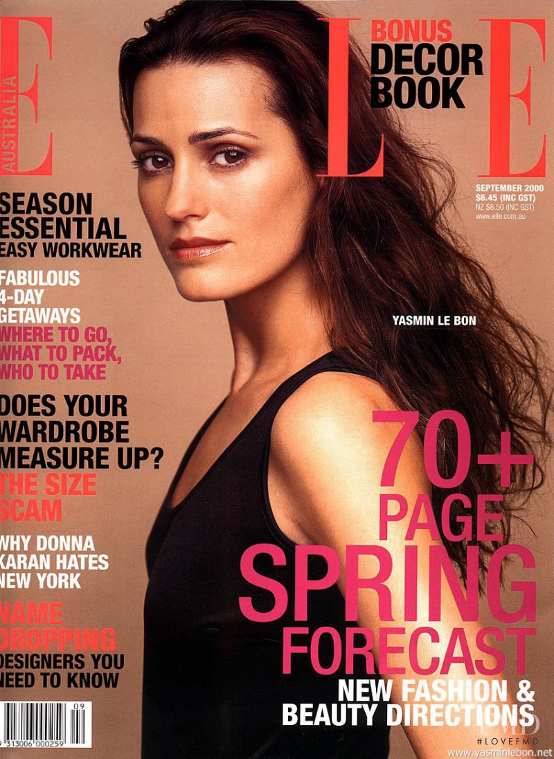 Yasmin Le Bon featured on the Elle Australia cover from September 2000