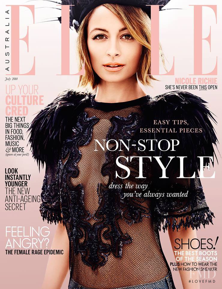 Nicole Richie featured on the Elle Australia cover from July 2014