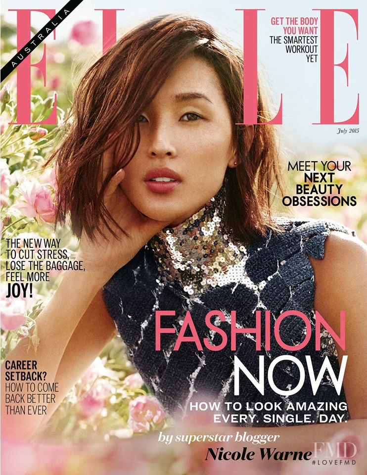 Nicole Warne (Blogger) featured on the Elle Australia cover from July 2015