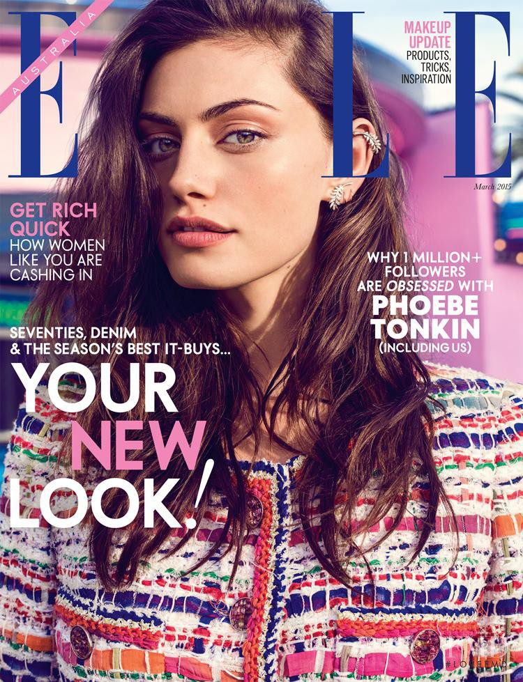 Phoebe Tonkin featured on the Elle Australia cover from March 2015