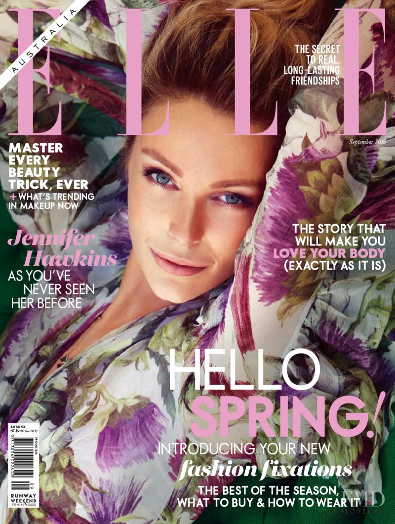 Jennifer Hawkins featured on the Elle Australia cover from September 2015