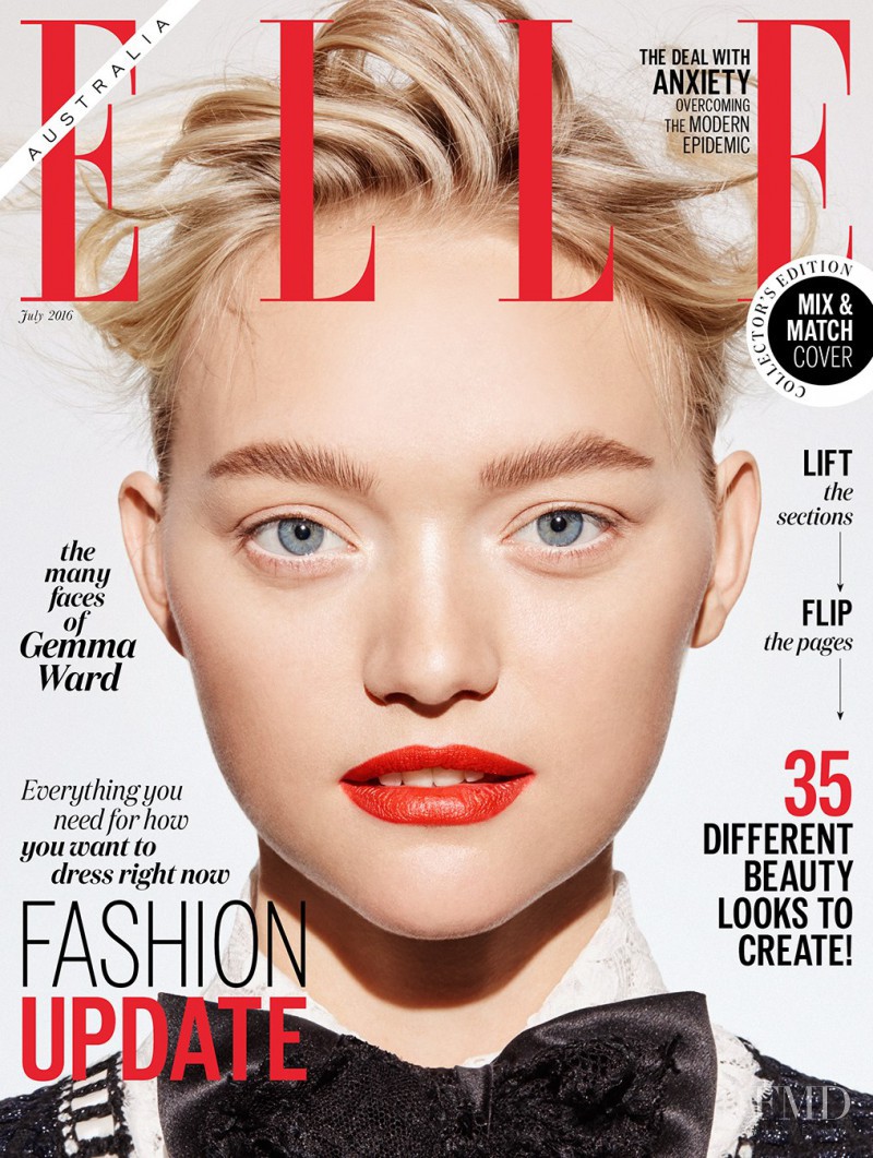 Gemma Ward featured on the Elle Australia cover from July 2016