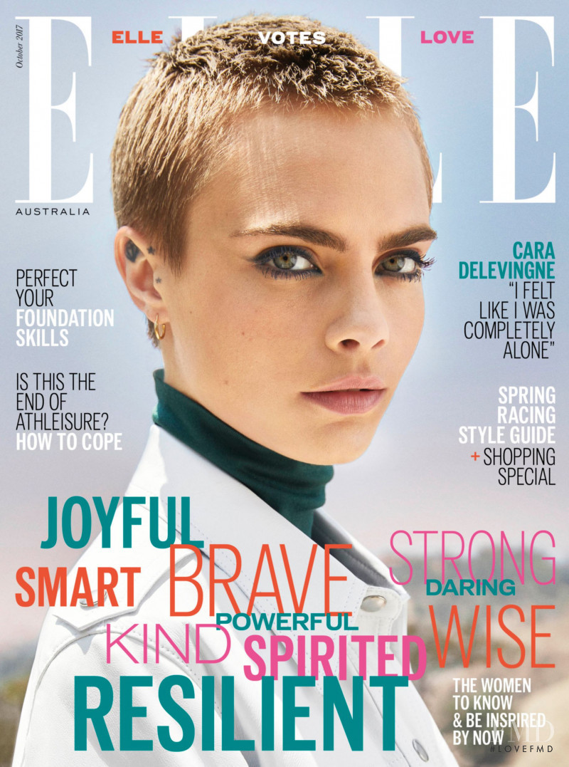 Cara Delevingne featured on the Elle Australia cover from October 2017