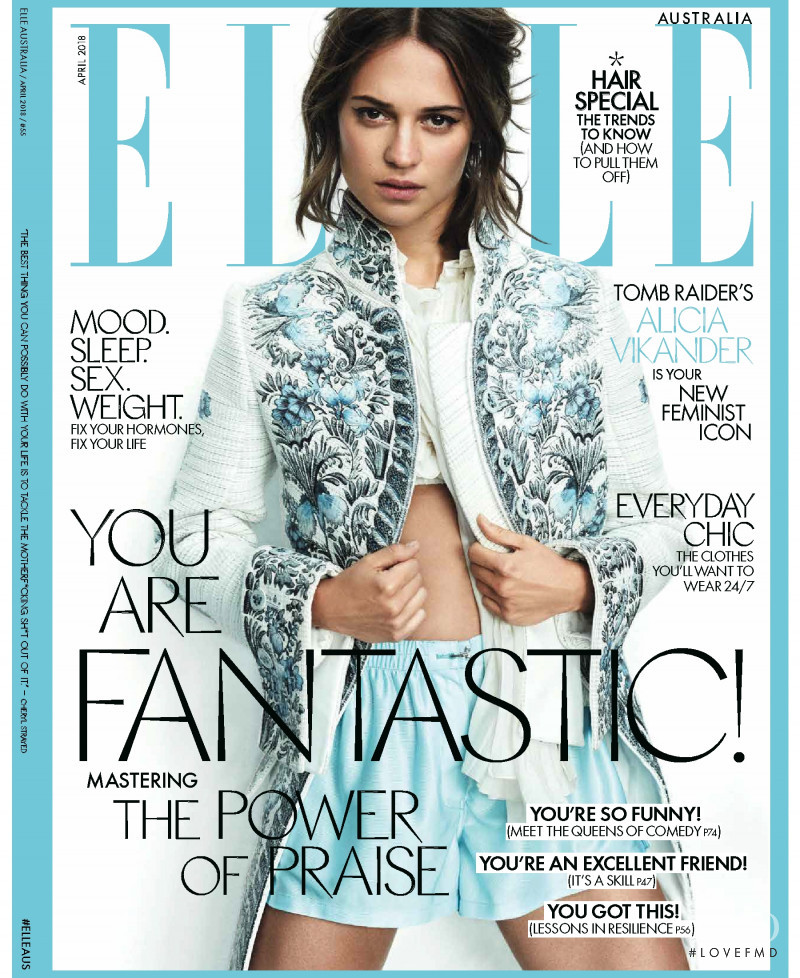 Alicia Vikander featured on the Elle Australia cover from April 2018