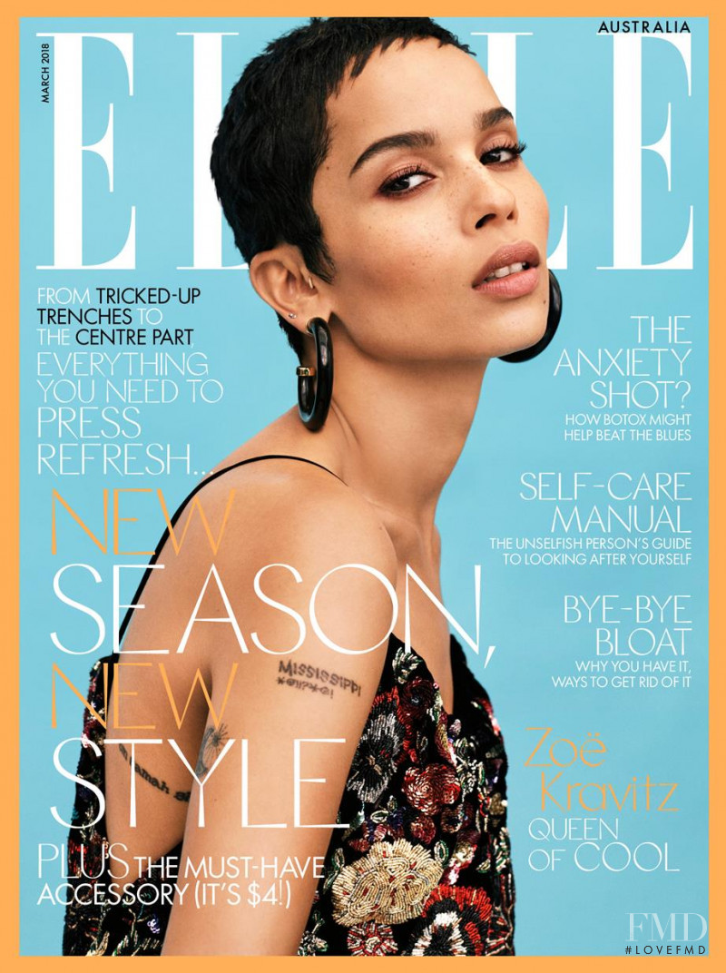 Zoe Kravitz  featured on the Elle Australia cover from March 2018