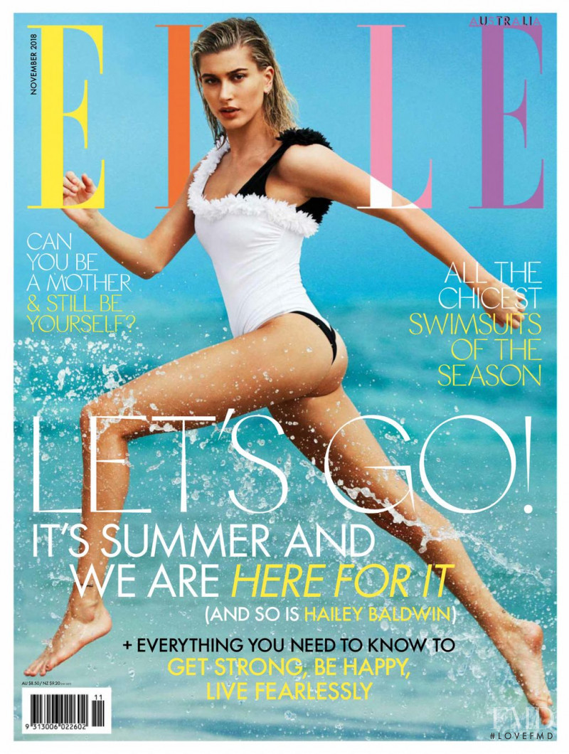 Hailey Baldwin Bieber featured on the Elle Australia cover from November 2018