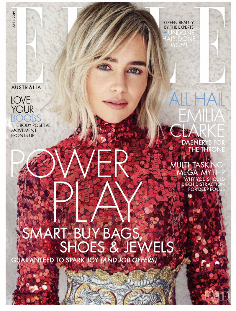 Emilia Clarke featured on the Elle Australia cover from April 2019
