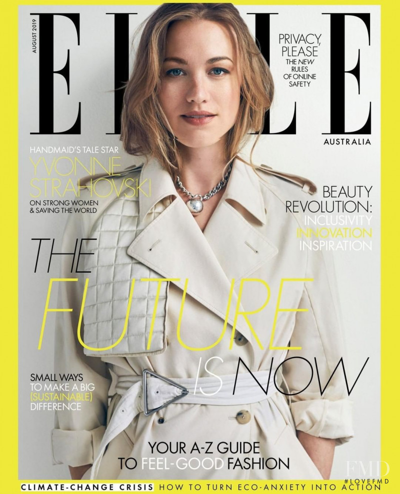 Yvonne Strahovski featured on the Elle Australia cover from August 2019