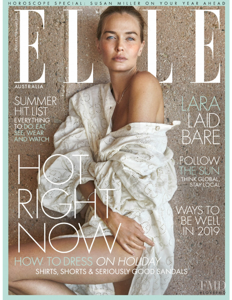 Lara Worthington featured on the Elle Australia cover from January 2019
