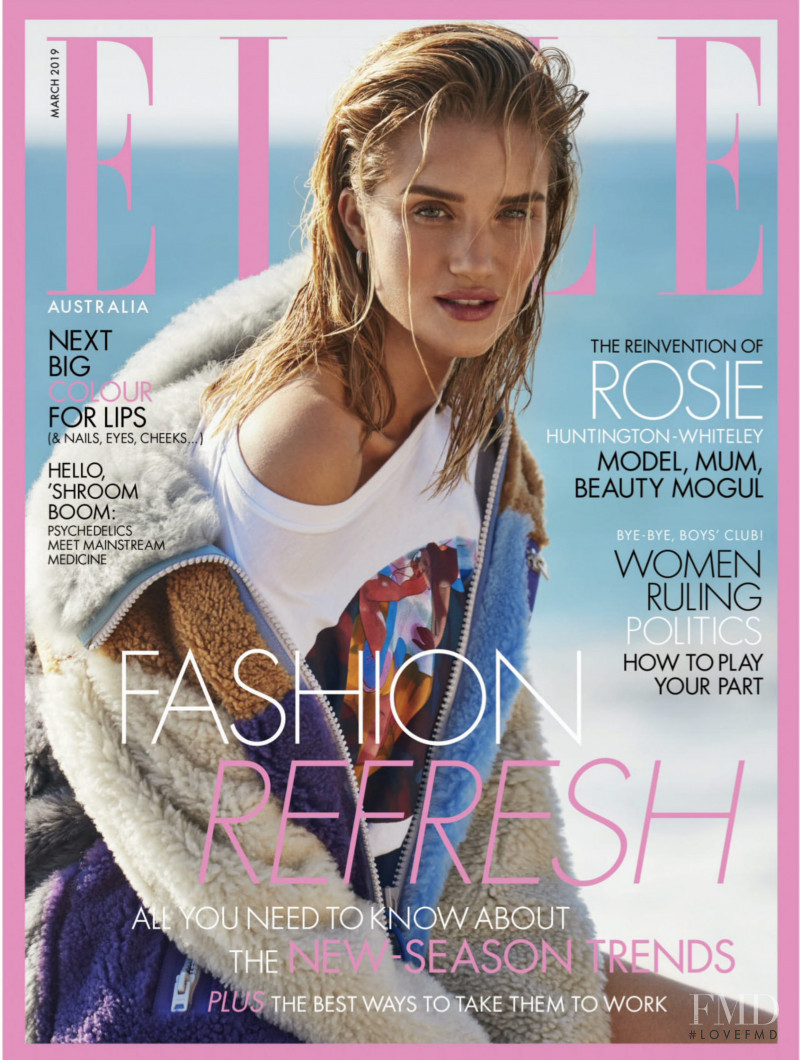 Rosie Huntington-Whiteley featured on the Elle Australia cover from March 2019