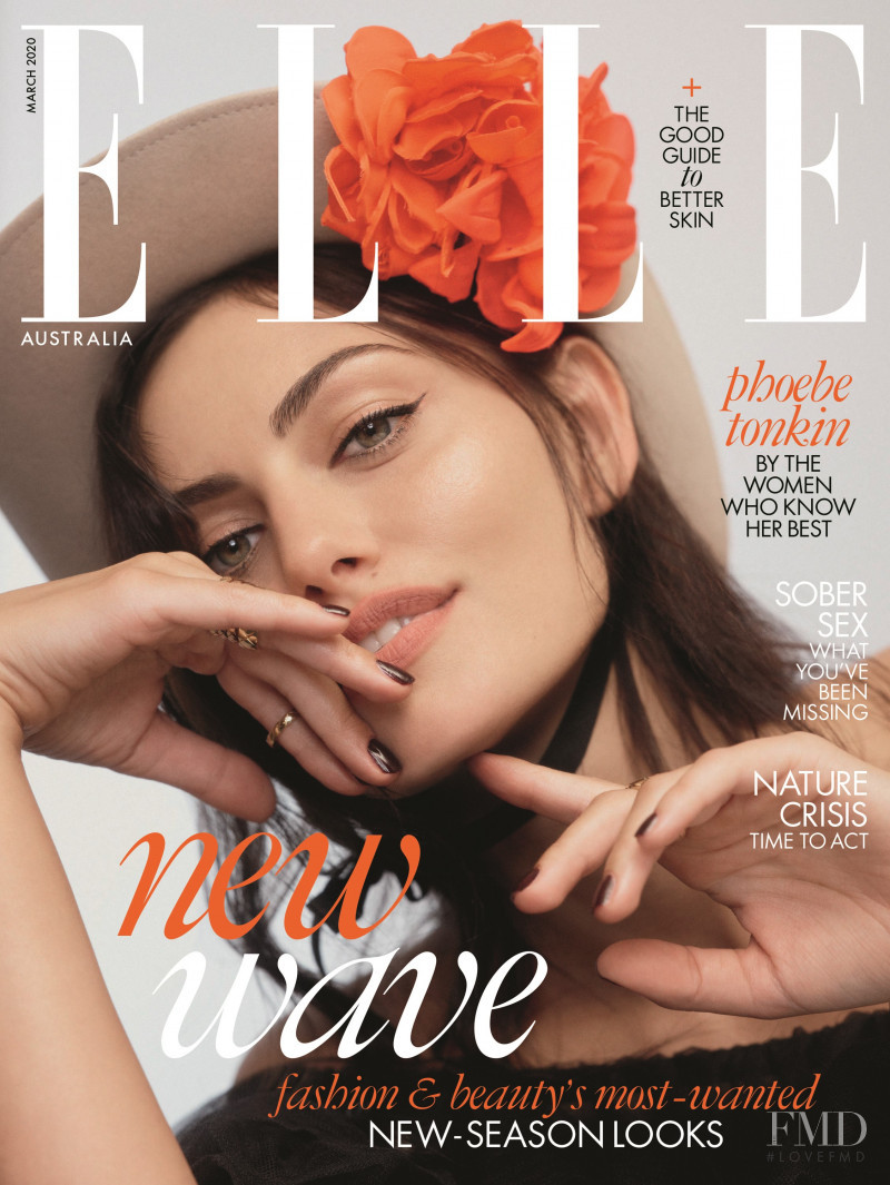 Phoebe Tonkin featured on the Elle Australia cover from March 2020