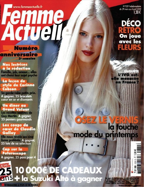  featured on the Femme Actuelle cover from March 2010