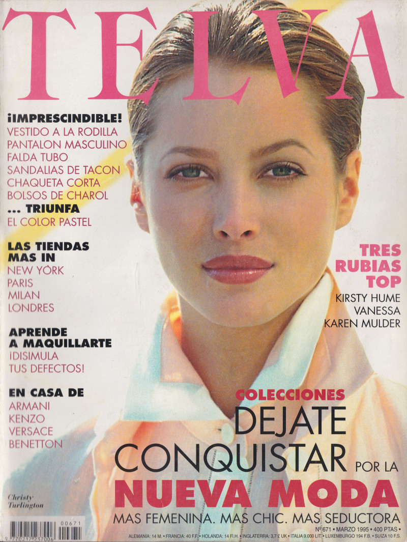 Christy Turlington featured on the Telva cover from March 1995