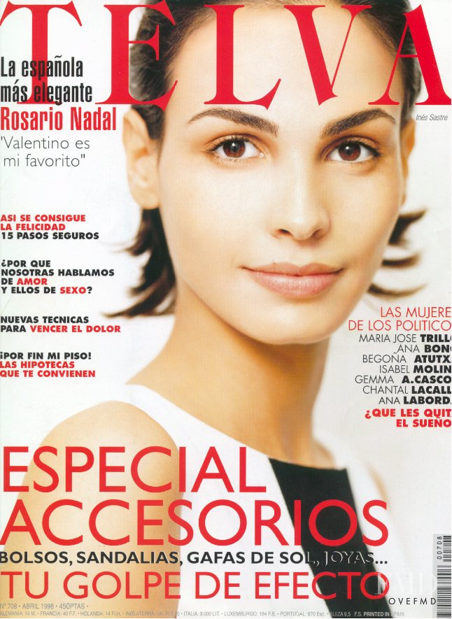 Ines Sastre featured on the Telva cover from April 1998