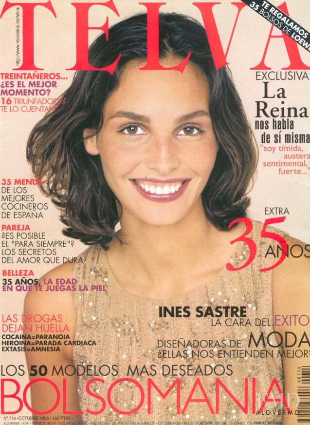 Ines Sastre featured on the Telva cover from October 1998