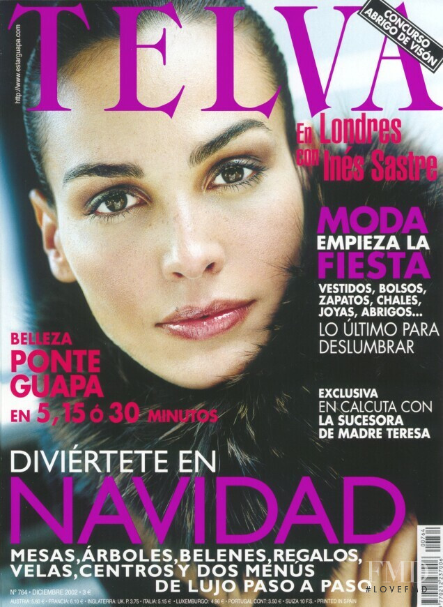 Ines Sastre featured on the Telva cover from December 2002