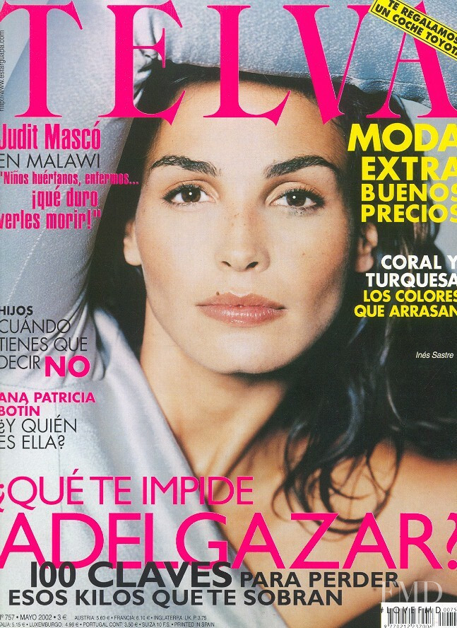 Ines Sastre featured on the Telva cover from May 2002