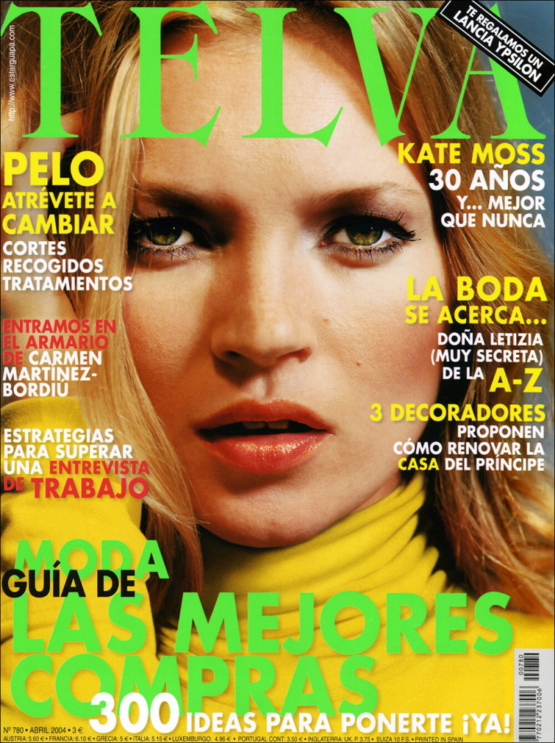 Kate Moss featured on the Telva cover from April 2004