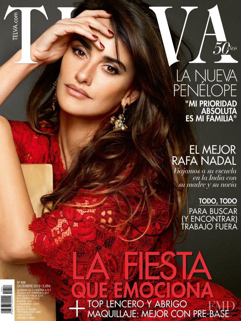 Penélope Cruz featured on the Telva cover from December 2013