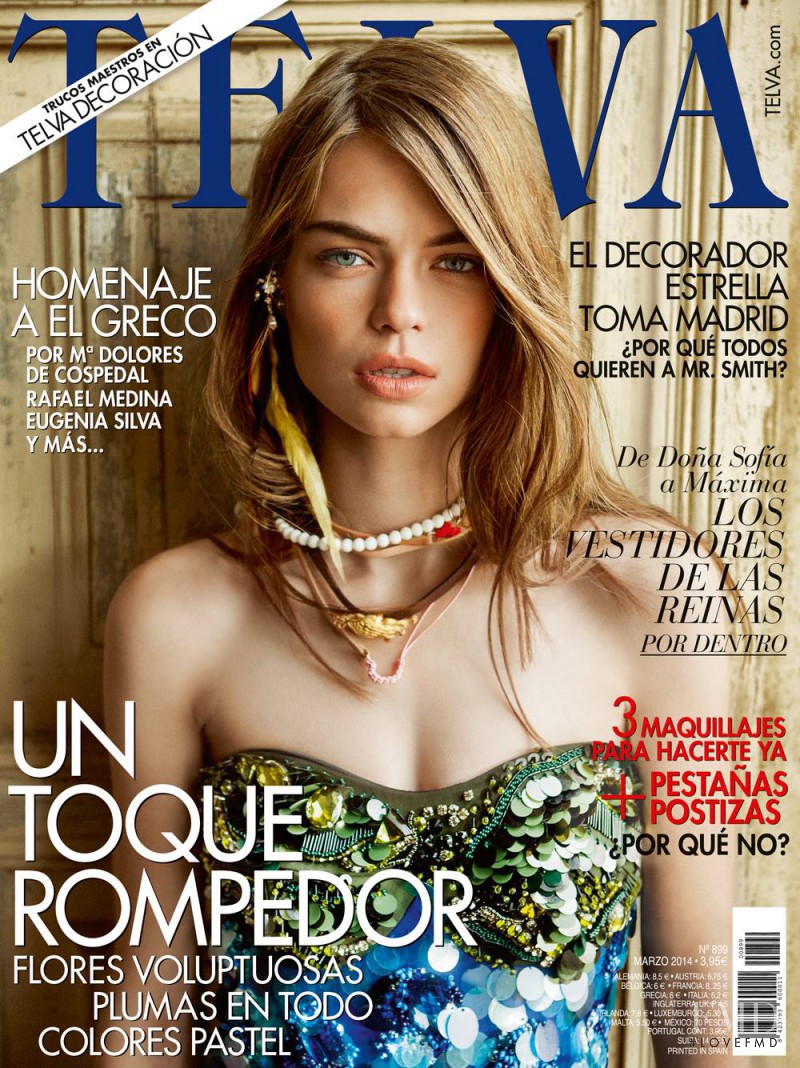Estelle Yves featured on the Telva cover from March 2014