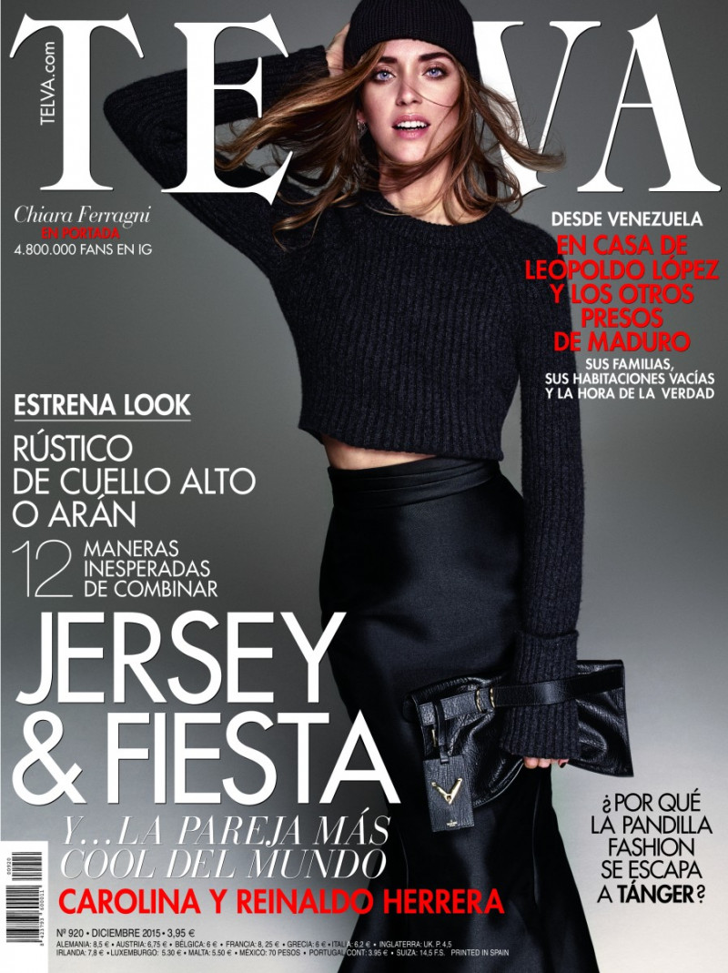 Chiara Ferragni featured on the Telva cover from December 2015