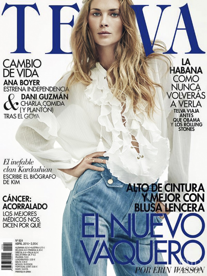 Erin Wasson featured on the Telva cover from April 2016