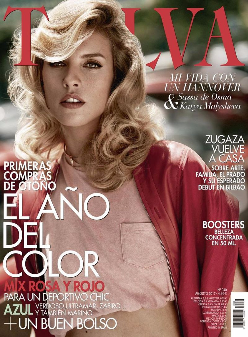 Julia Frauche featured on the Telva cover from August 2017