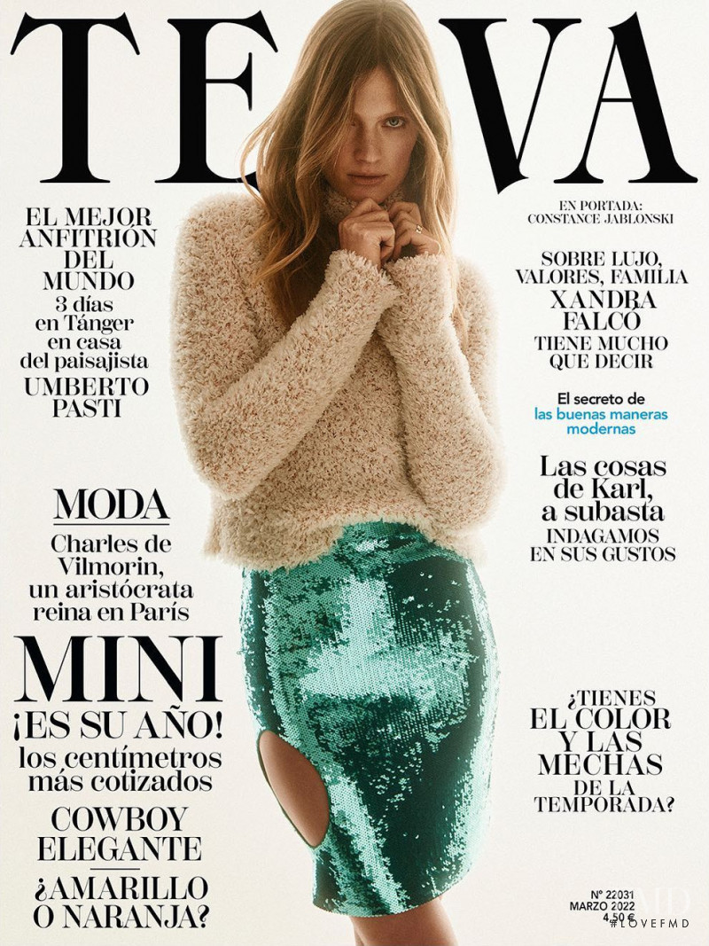 Constance Jablonski featured on the Telva cover from March 2022