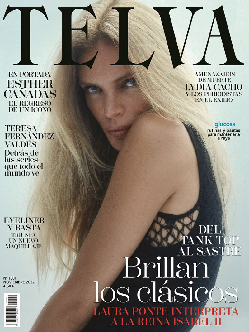 Esther Cañadas featured on the Telva cover from November 2022