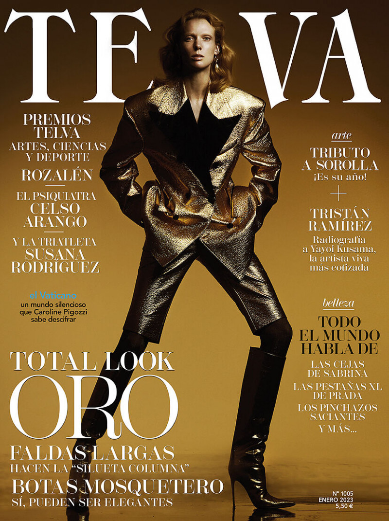 Annely Bouma featured on the Telva cover from January 2023