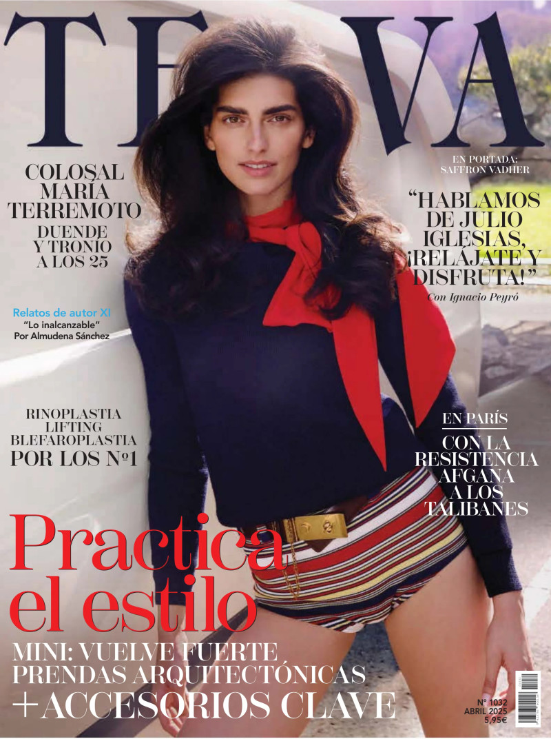 Saffron Abigail Vadher featured on the Telva cover from April 2025
